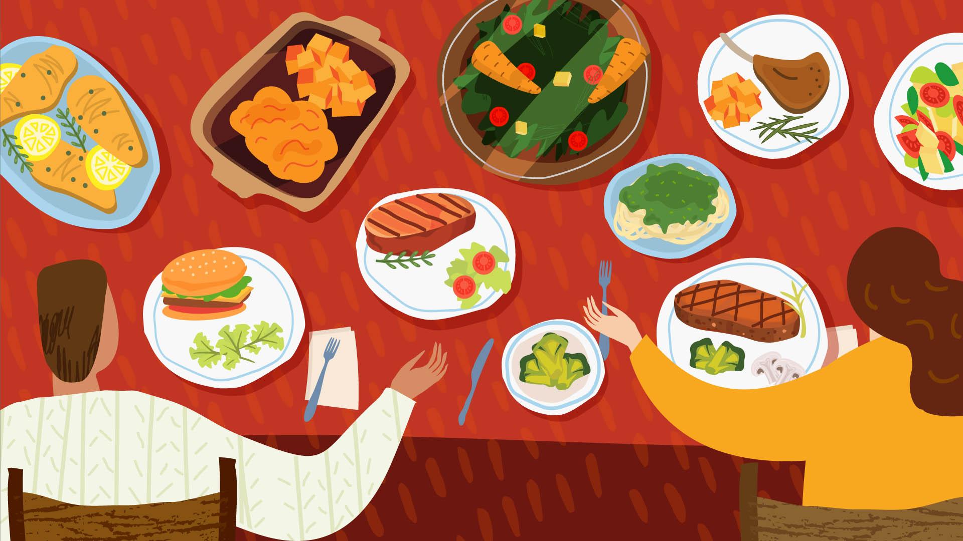 Meal on table graphic